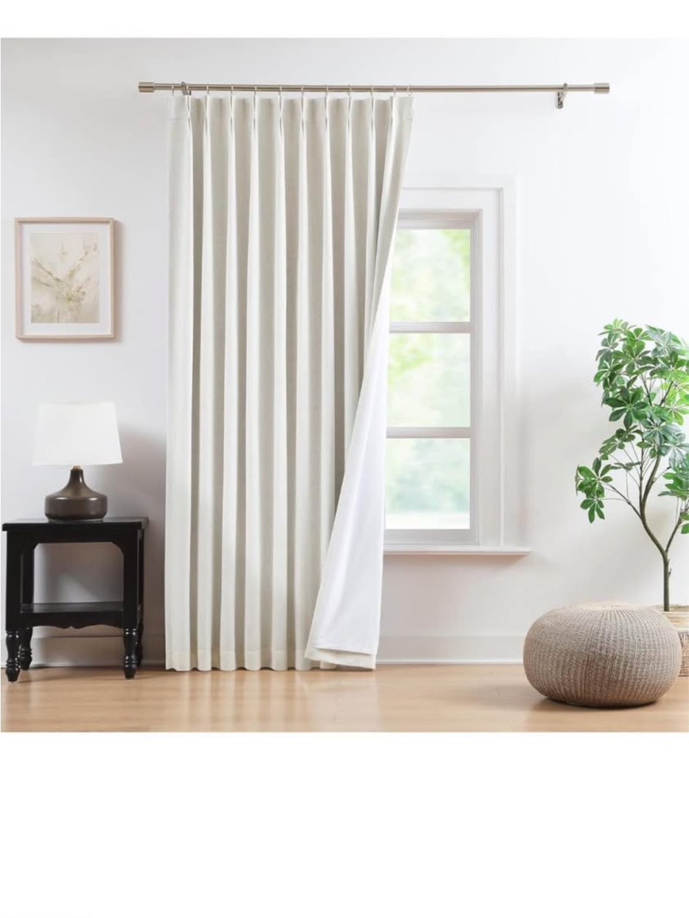 2 panels WEST LAKE Natural Bailey Pinch Pleat Full Blackout Curtains with Liner
